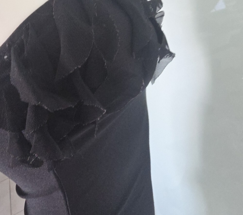 Black Off-Shoulder Ruffle Mini Dress - Picture 3 of 4